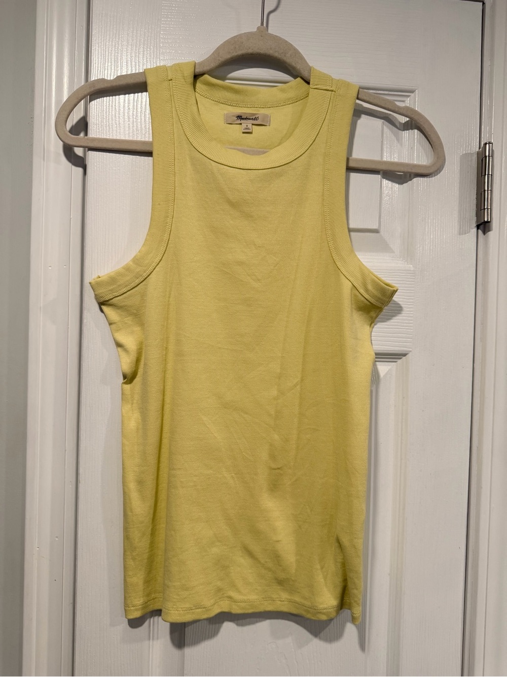 NWOT Madewell Size S Pale Yellow Ribbed Supima Cotton Racerback Tank Top - Picture 1 of 9